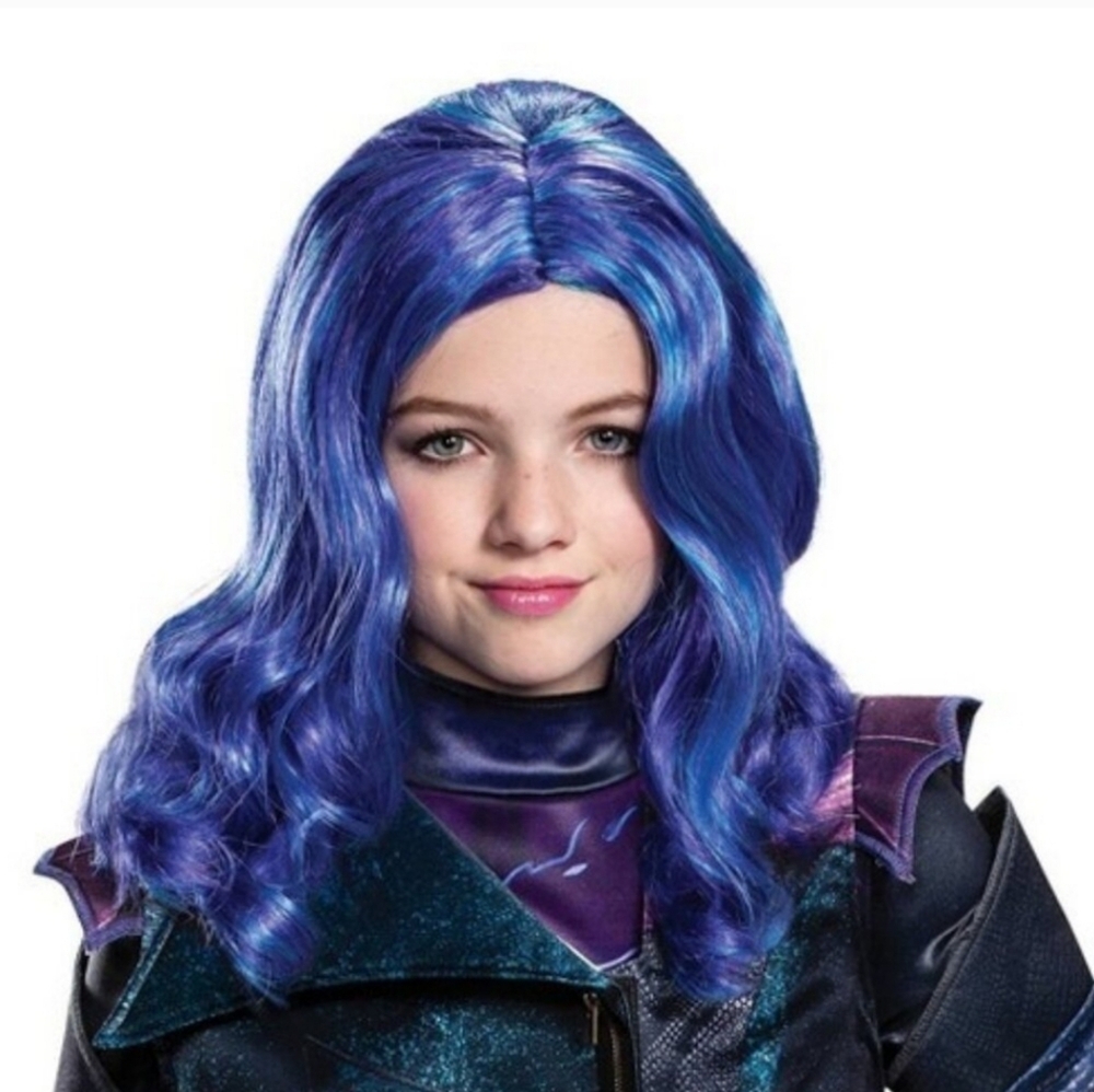 Disney Descendants 3 Mal Character Blue and Purple Wig for Girl Child NWT‎